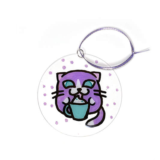 Purrple Meow-cha Ornament