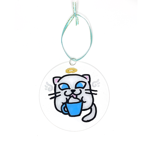 White Meow-cha Ornament