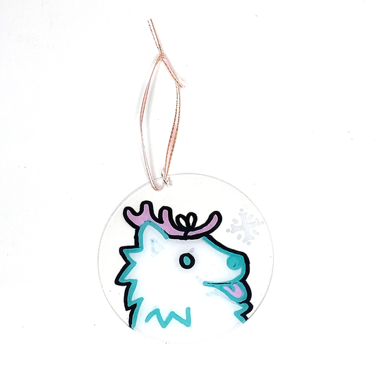 White Xmas Dog Ornament