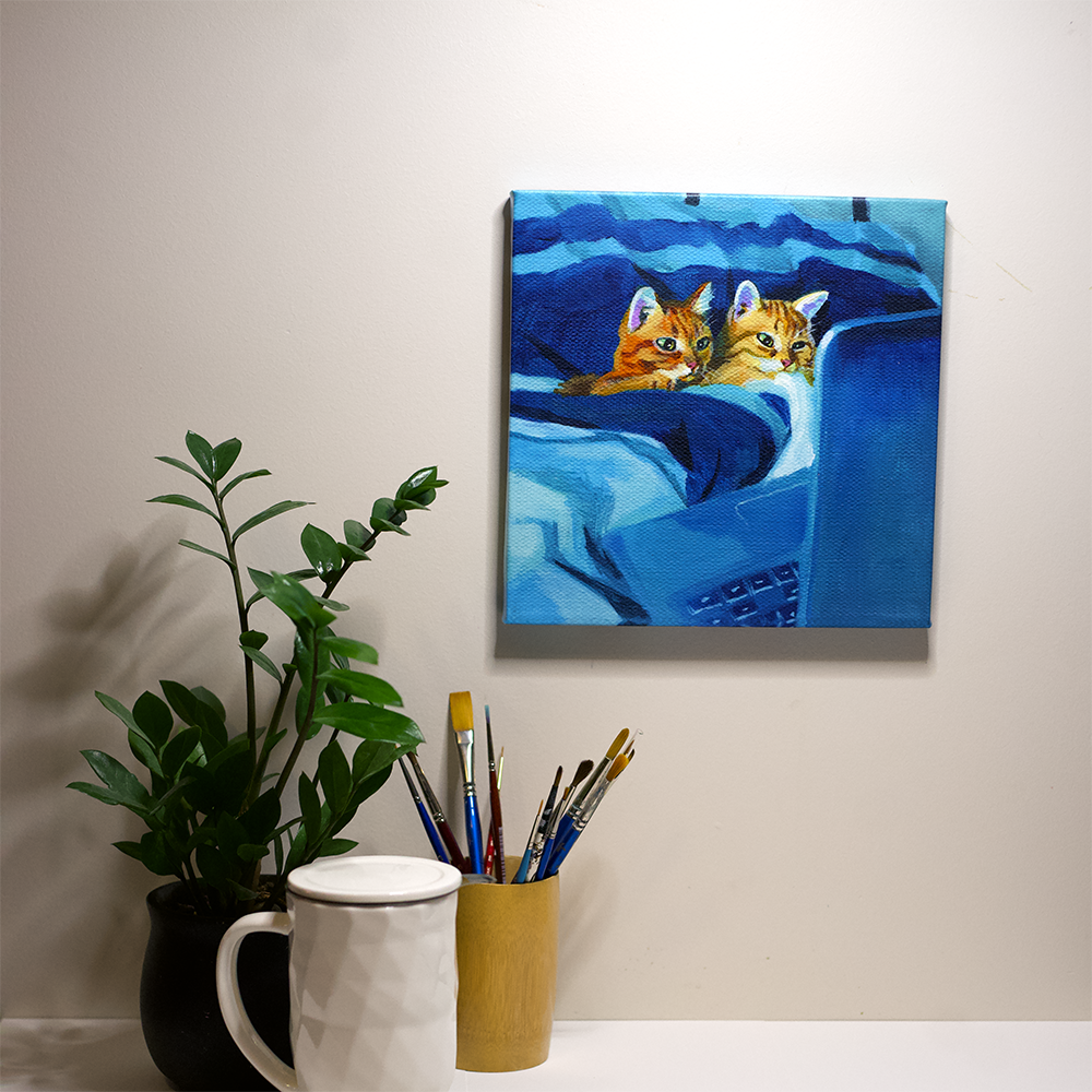 Laptop Cats Canvas Print