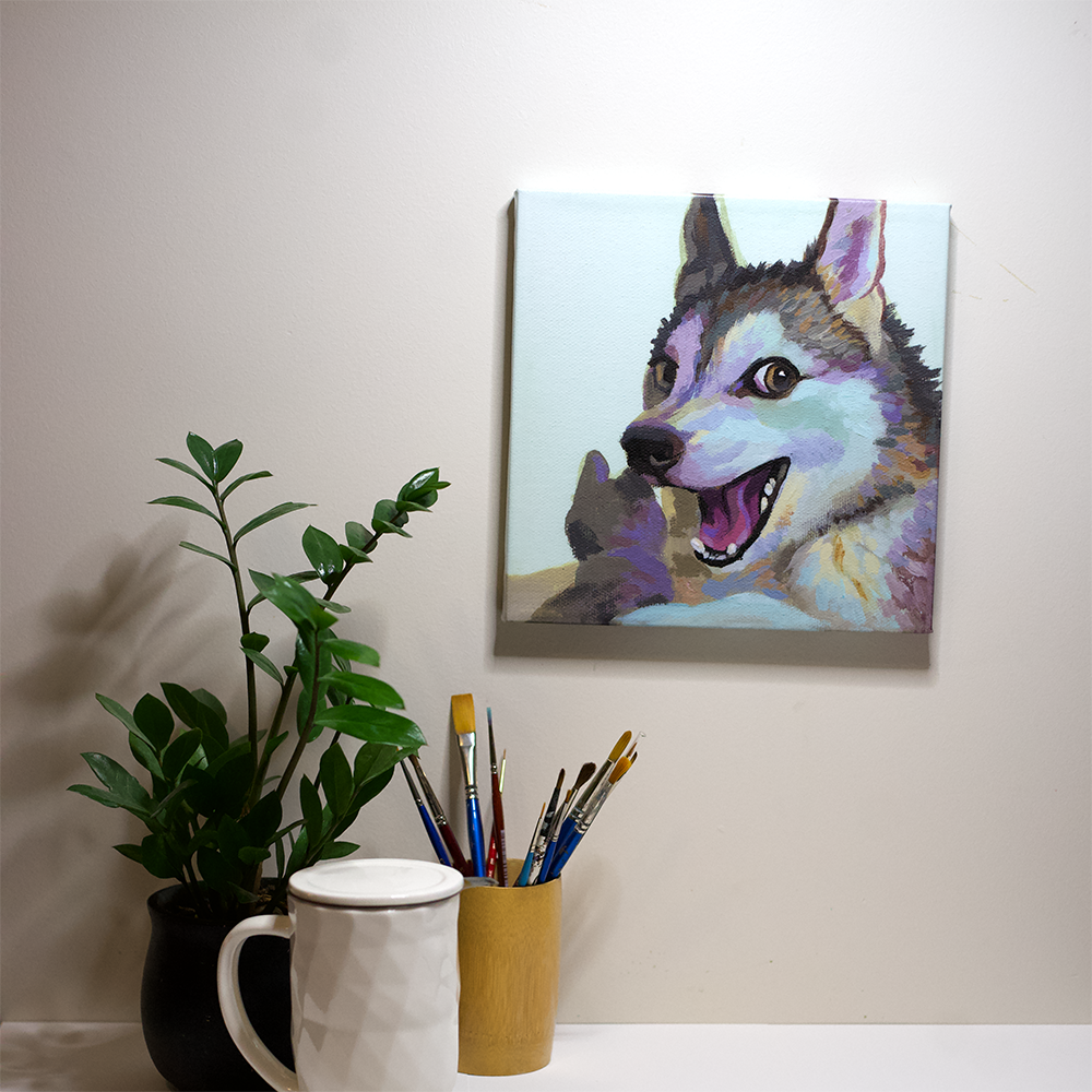 Joking Husky Canvas Print