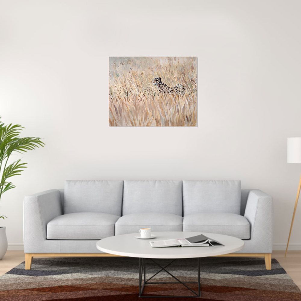 Cheetah in the Grass Painting