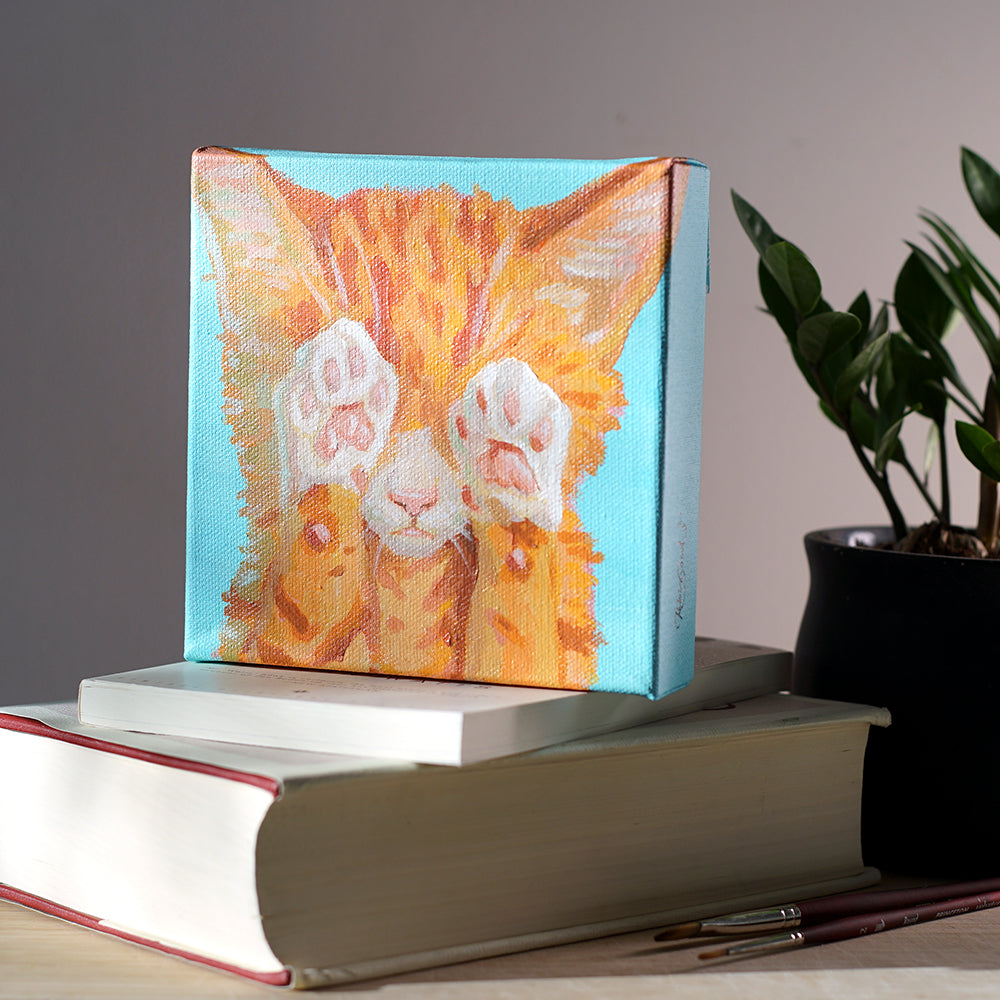 Don't Peek Cat Painting