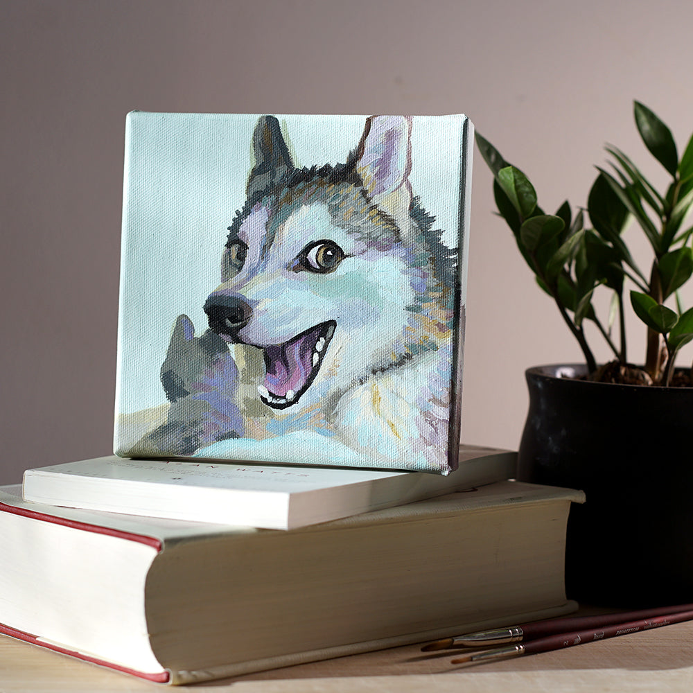 Joking Husky Painting
