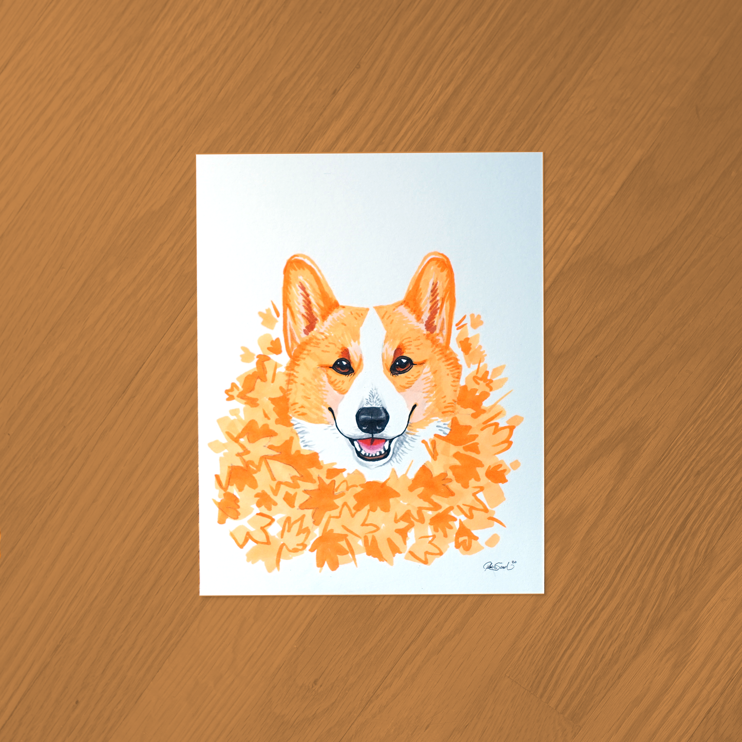 Corgi Ink Drawing - Framed