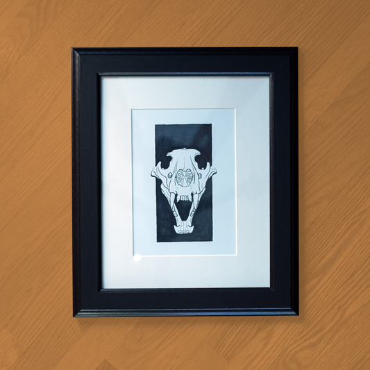 Lion Skull Ink Drawing