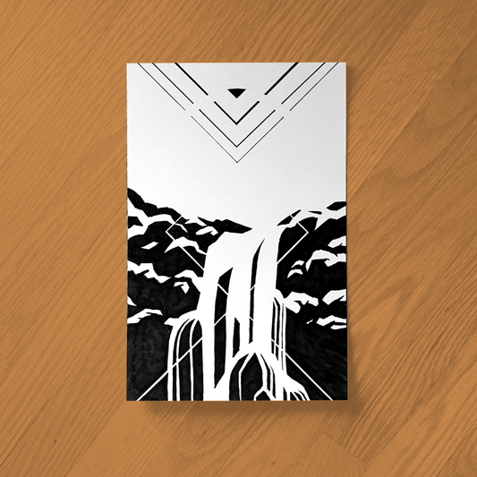 Waterfall Ink Drawing