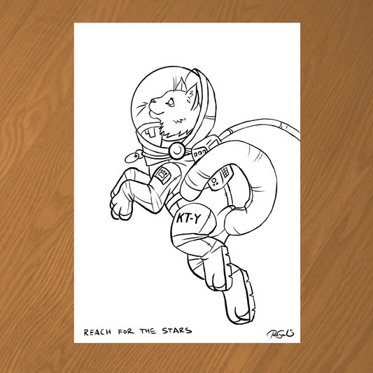 Astronaut Kitty Colouring Page