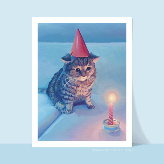 Birthday Cat Art Print