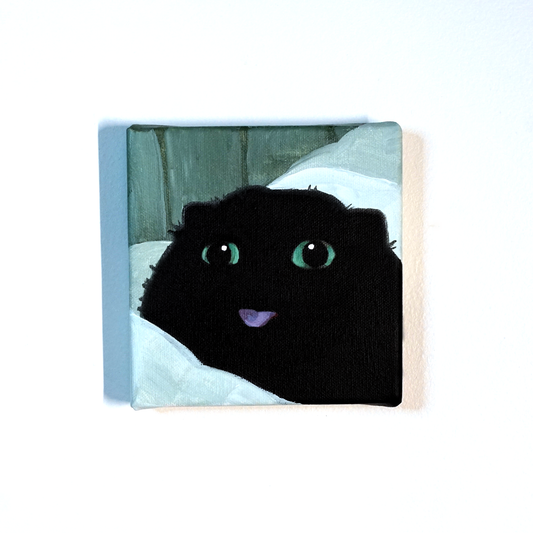 Blep Black Cat Painting