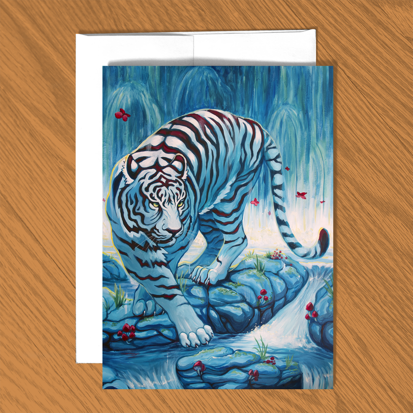 Tiger by the Waterfall Card