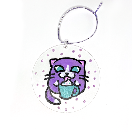 Purrple Meow-cha Ornament