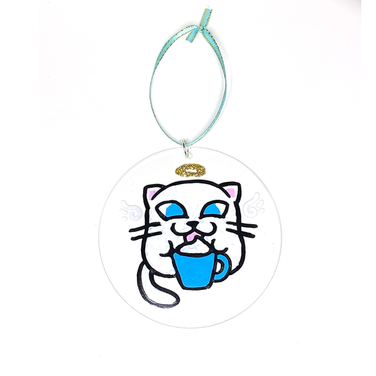 White Meow-cha Ornament