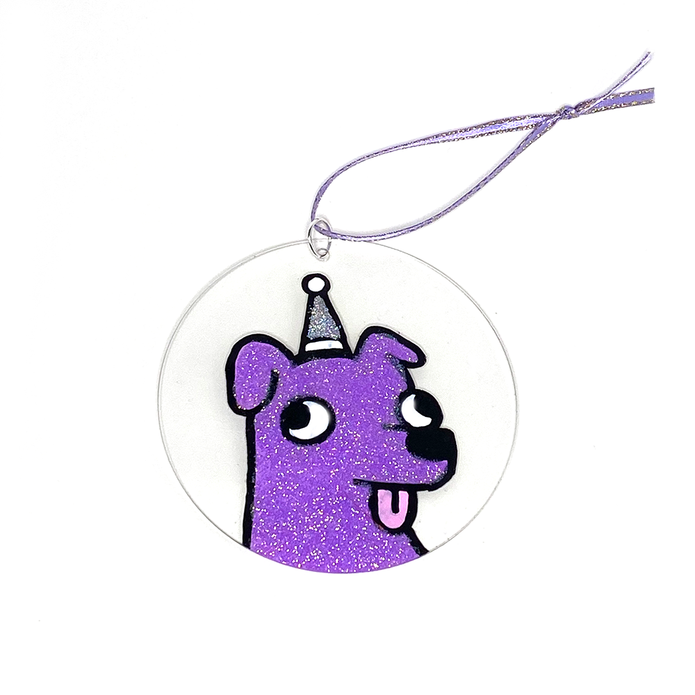 Purple Doggo Ornament