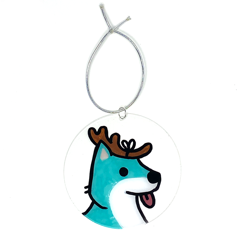 Teal Doggo Ornament