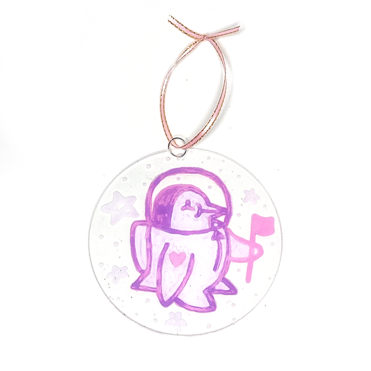 Pink Heart Penguin Ornament