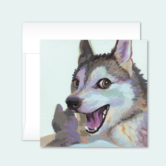 Joking Husky Card