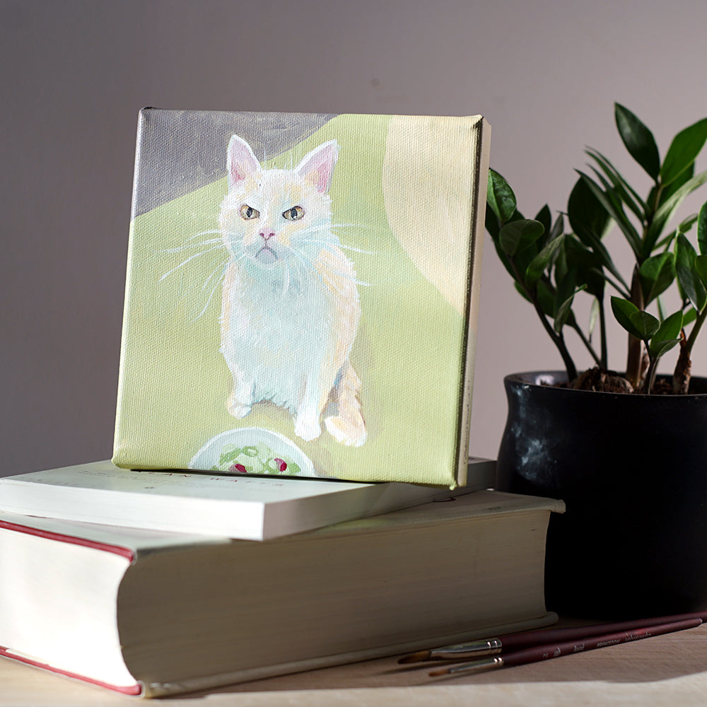 Angry Salad Cat Painting
