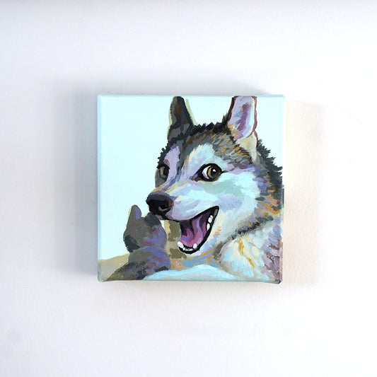 Joking Husky Painting