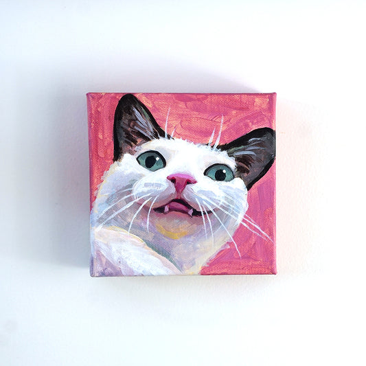 Pink Happy Cat Painting