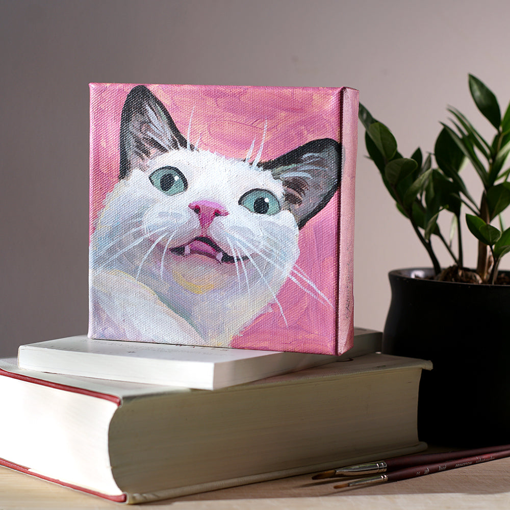 Pink Happy Cat Painting