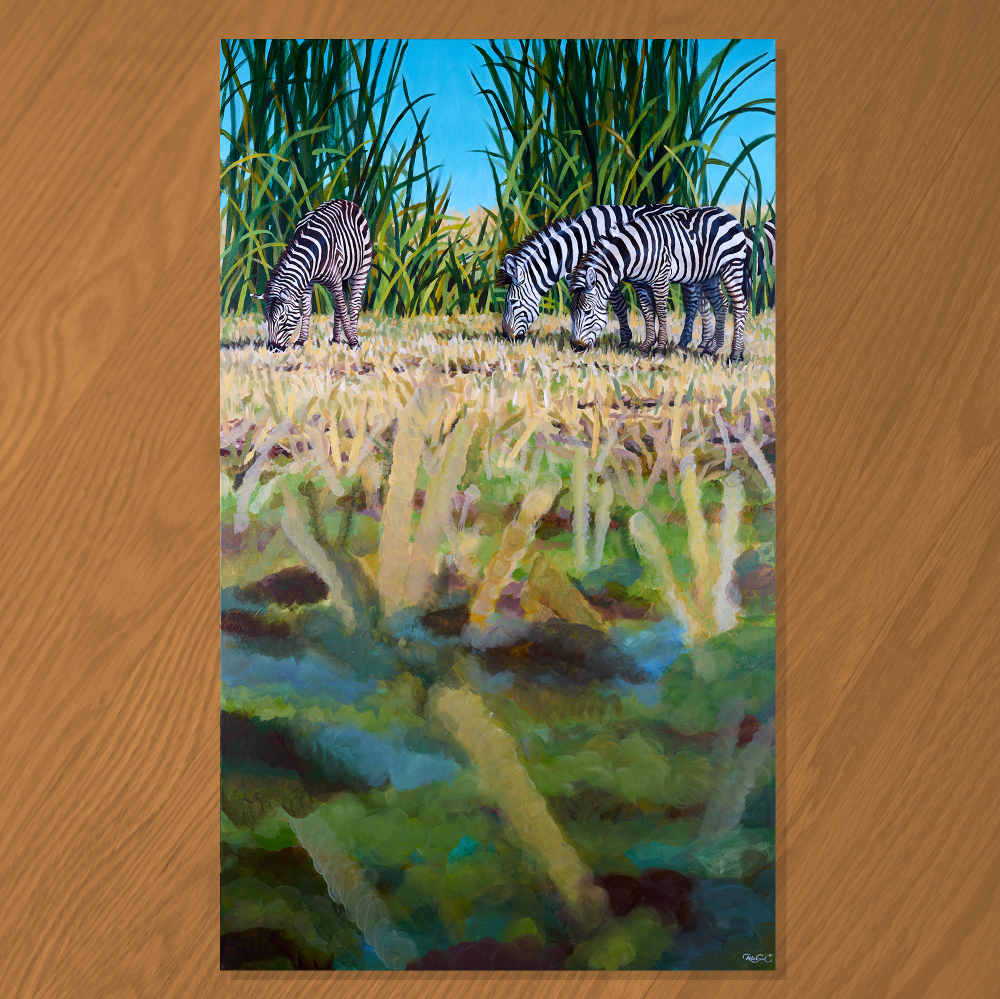 Zebra in the Tall Grass Painting