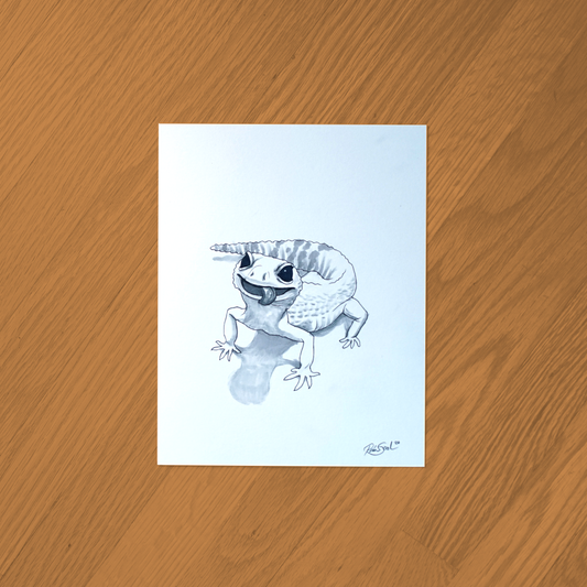 Leopard Gecko Ink Drawing - Framed