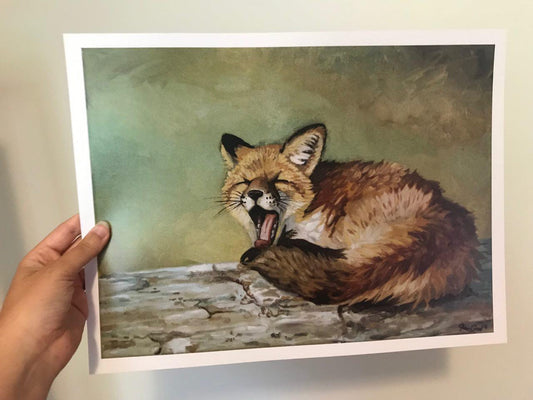 Sleepy Fox Print