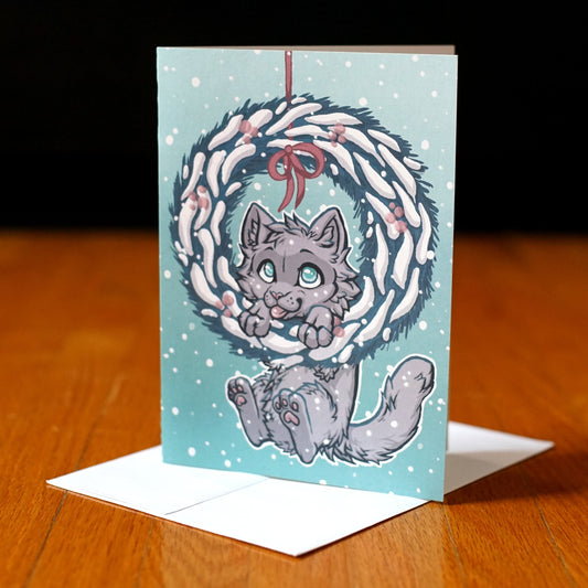 Cat in a Wreath Card & Envelope