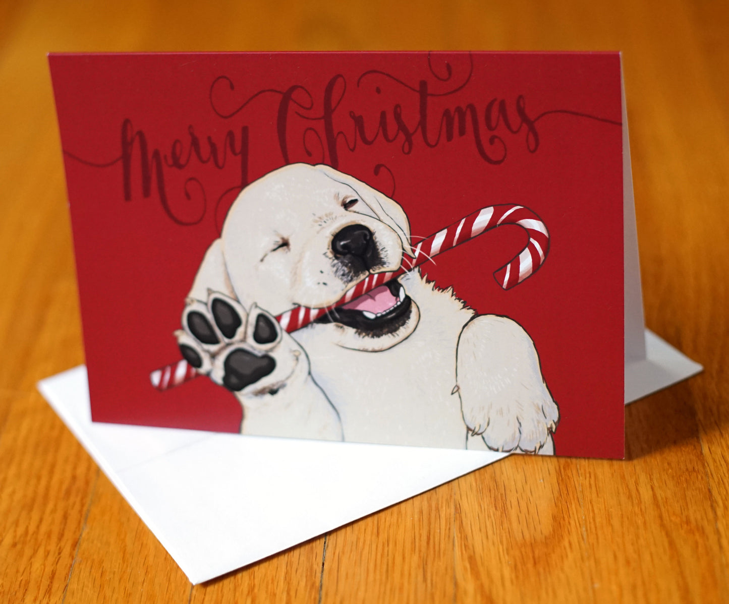 Merry Christmas Lab Puppy Card & Envelope