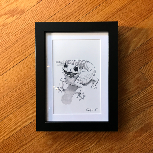 Leopard Gecko Ink Drawing - Framed