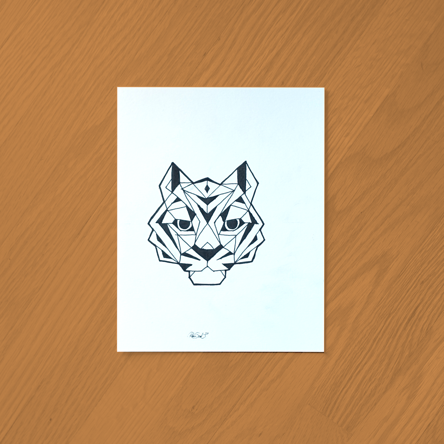 Geometric Tiger Ink Drawing
