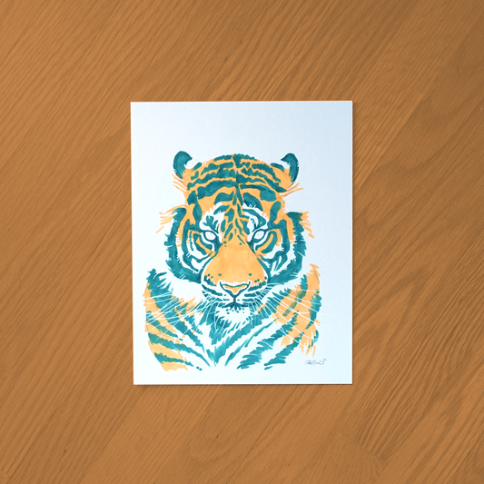 Tiger Ink Drawing - Framed