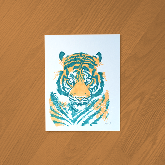 Tiger Ink Drawing - Framed