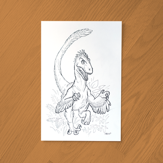 Velociraptor Ink Drawing